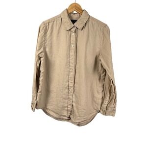 Quince 100% European Linen Button Down Shirt Driftwood Tan Beige Womens Small